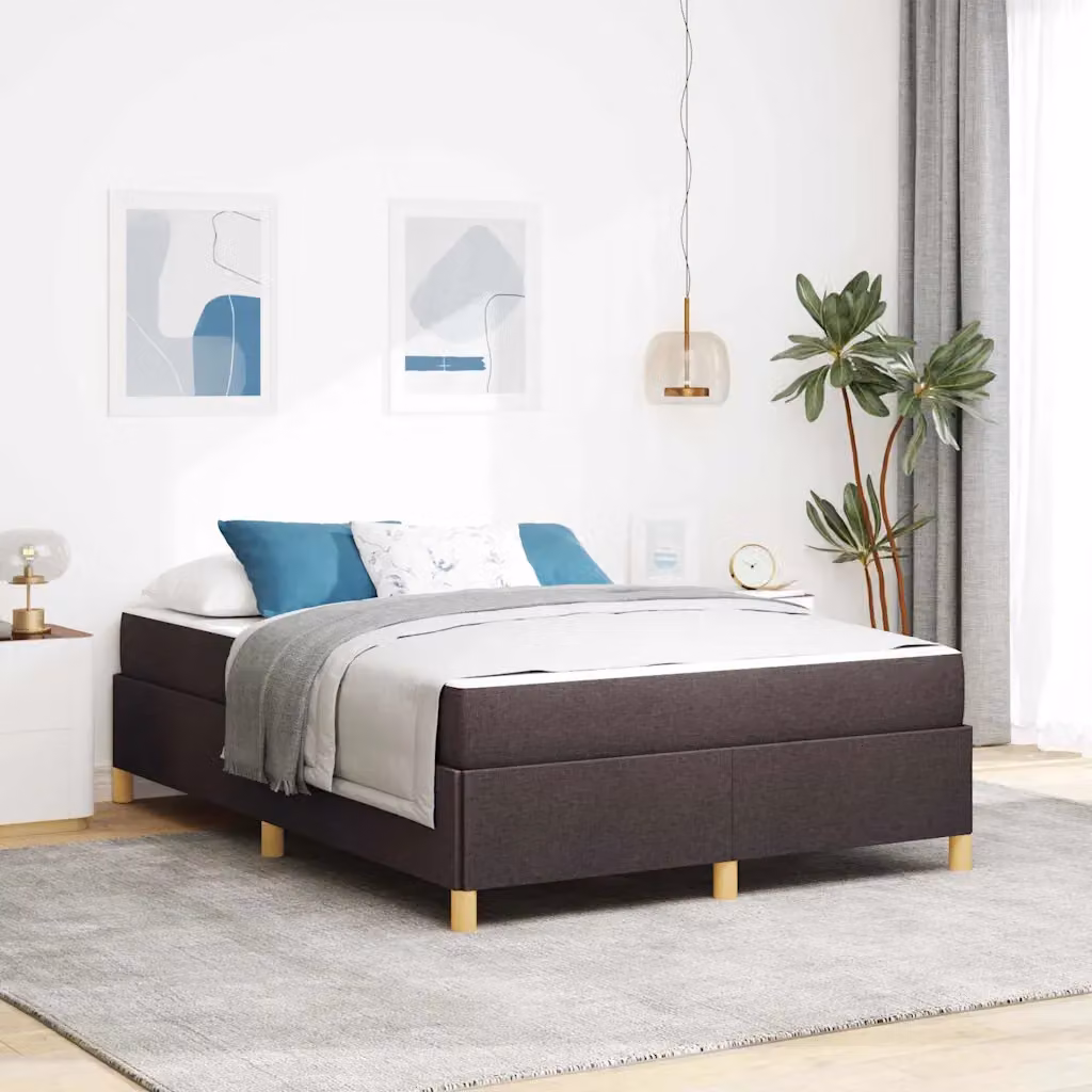 Struttura del letto vidaXL in tessuto e legno marrone con design minimalista L: 160 cm, P: 200 cm, H: 203 cm – 1