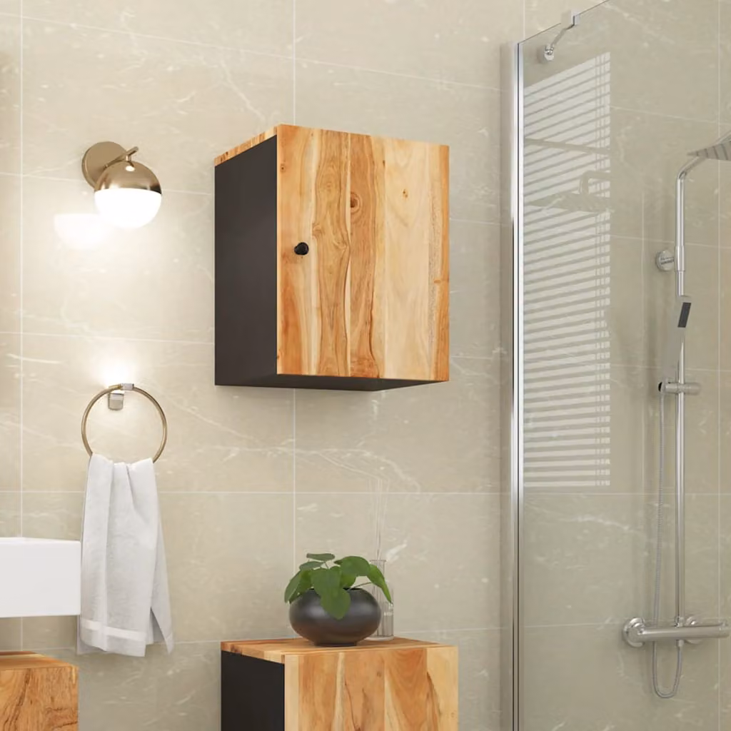 Mobile da bagno a parete vidaXL in legno di acacia marrone L: 38 cm, P: 33 cm, H: 48 cm