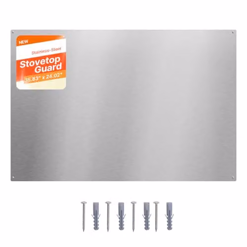 VEVOR Pannello Paraschizzi in Acciaio Inox per Piano Cottura, Paraschizzi Protezione Antischiuzzi da Cucina Pannello Metallico da Parete Fori Preforati Pulizia Facile, 610 x 910 mm Colore Argentato