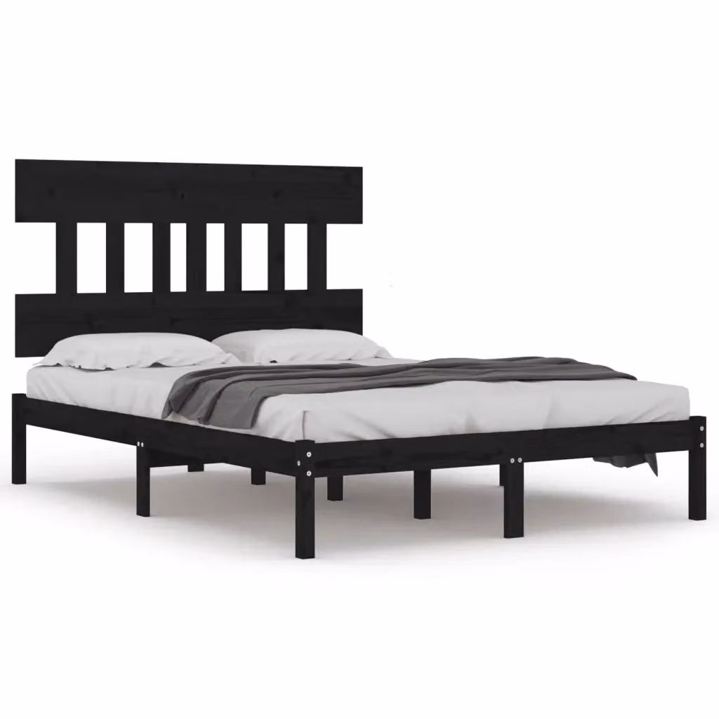 Letto con Giroletto Nero in Legno Massello di Pino VIDAXL L/P/H: 200 x 200 x 205,5 cm – 2