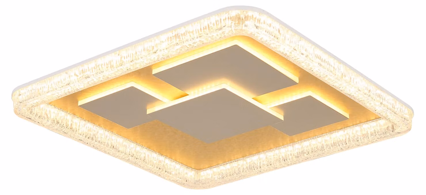 Plafone LED, metallo, color oro, bianco opaco, L 48,8 cm