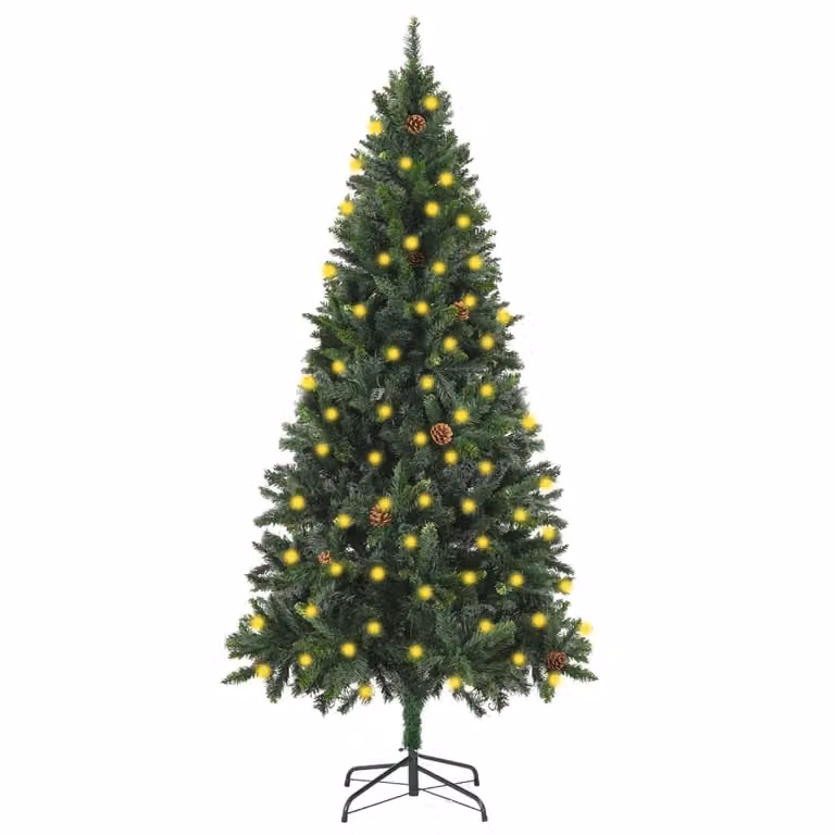 Maison Exclusive - Albero di Natale artificiale con luci e pigne, verde, 180 cm