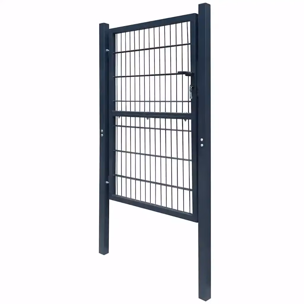 Cancello singolo per recinzione 2D vidaXL in acciaio, Grigio Antracite, L: 100 cm, H: 120 cm – 2