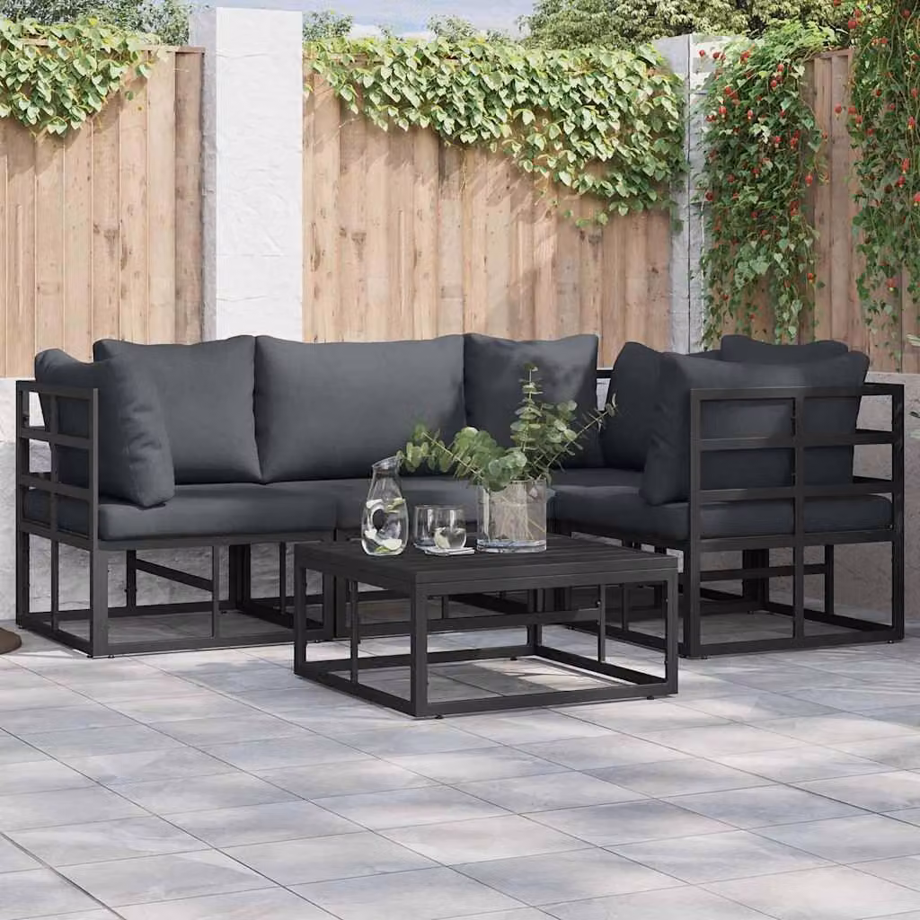 Maison Exclusive - Set di divani da giardino, 4 pezzi, colore nero, in alluminio