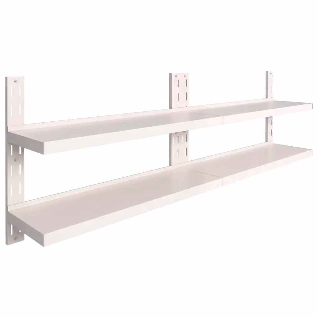 vidaXL Set di 2 Mensole Galleggianti a 2 Livelli in Acciaio Inox, L: 240 cm, P: 30 cm – 2