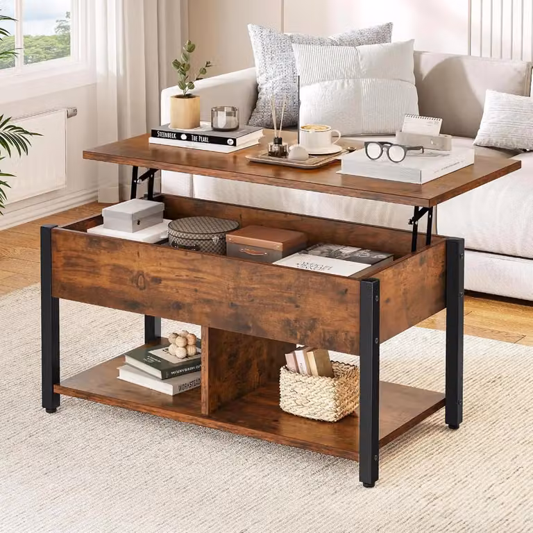Tavolino da salotto - Tavolino da soggiorno - Rettangolare - Struttura in metallo - 2 ripiani aperti - 90×47,8×61,7 cm - Design moderno e minimalista - Blu