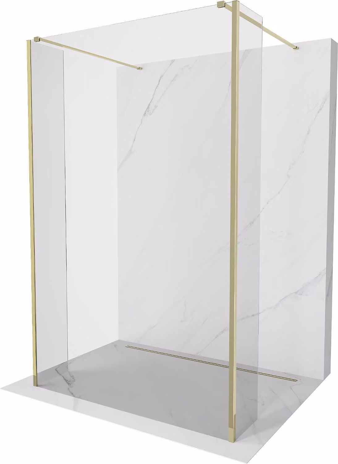 Mexen Kioto parete doccia autoportante 125 x 30 x 30 cm, trasparente, oro - 800-125-030-222-50-00-030