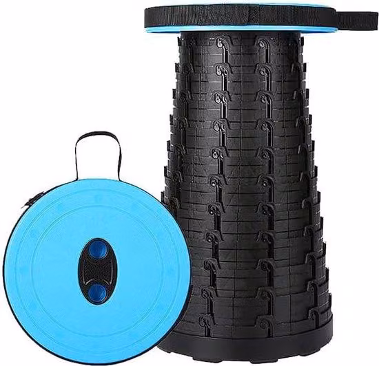 Sedia pieghevole leggera, portatile per tenda e campeggio, regolazione telescopica dell'altezza, fino a 180 kg, blu, per uso interno ed esterno
