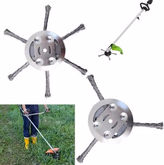 2 cavi in acciaio per tosaerba, spazzola per erba per tosaerba, testina per tosaerba, accessori, spazzola per erba per tosaerba a batteria, tosaerba, utensili elettrici (3 testine + 6 aste)