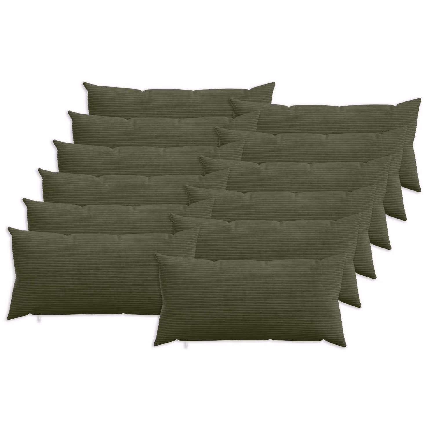 Set di 12 federe vidaXL HEERLEN in velluto a coste, colore verde, L: 80 cm x P: 40 cm