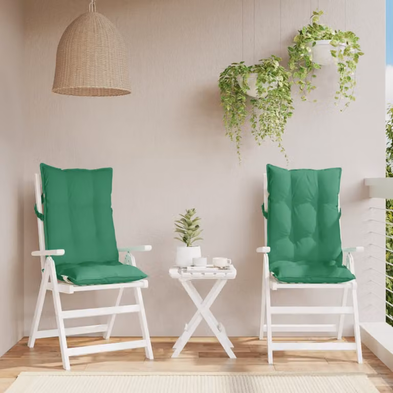 Set di 2 cuscini per sedia con schienale alto vidaXL in tessuto Oxford verde, idrorepellenti e traspiranti