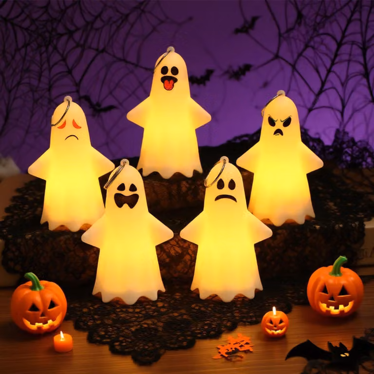 Set di 5 luci a forma di fantasmi per Halloween, decorazione per interni