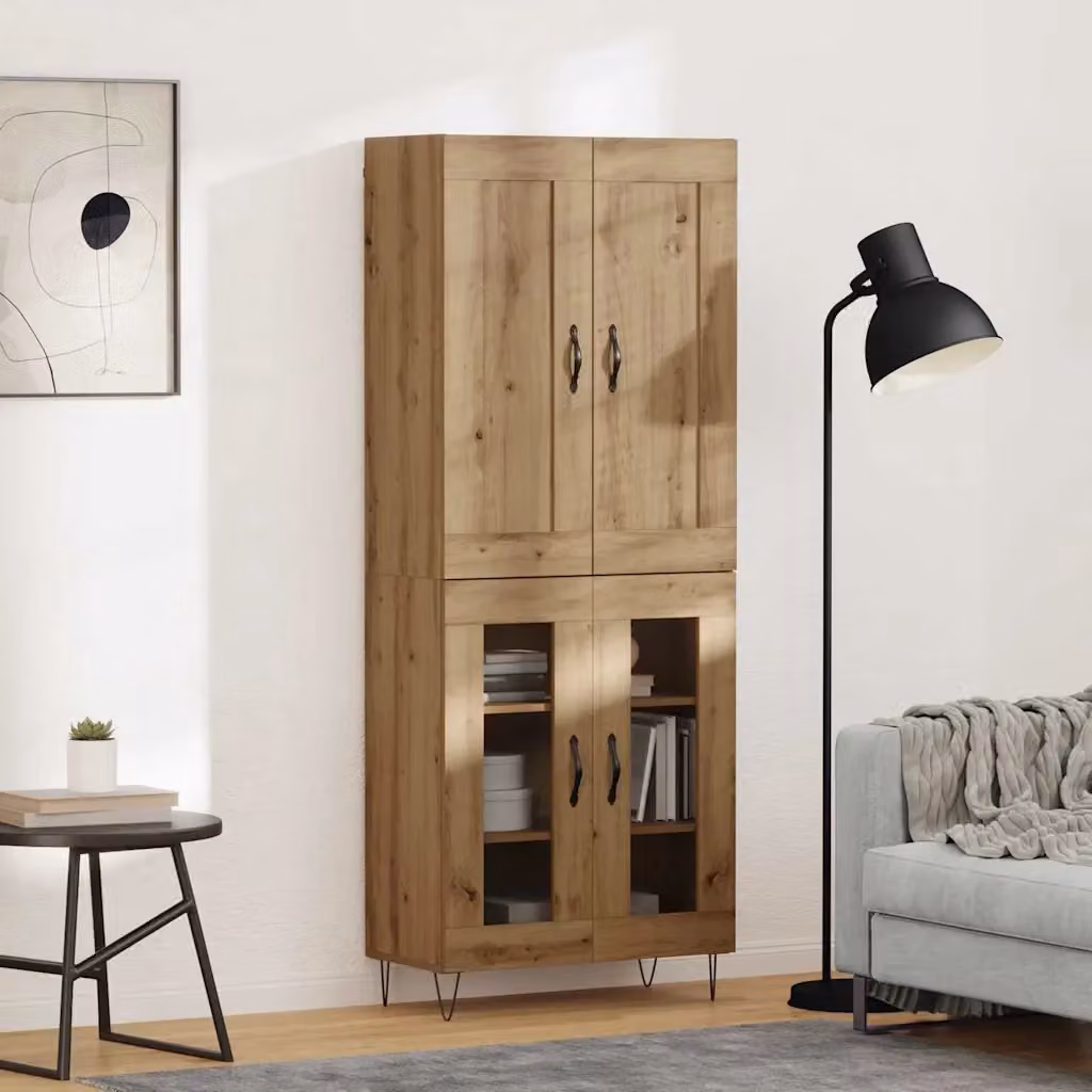 Credenza Buffet da pranzo in Rovere artigianale moderna, L: 69,5 cm, P: 34 cm, H: 180 cm – 2