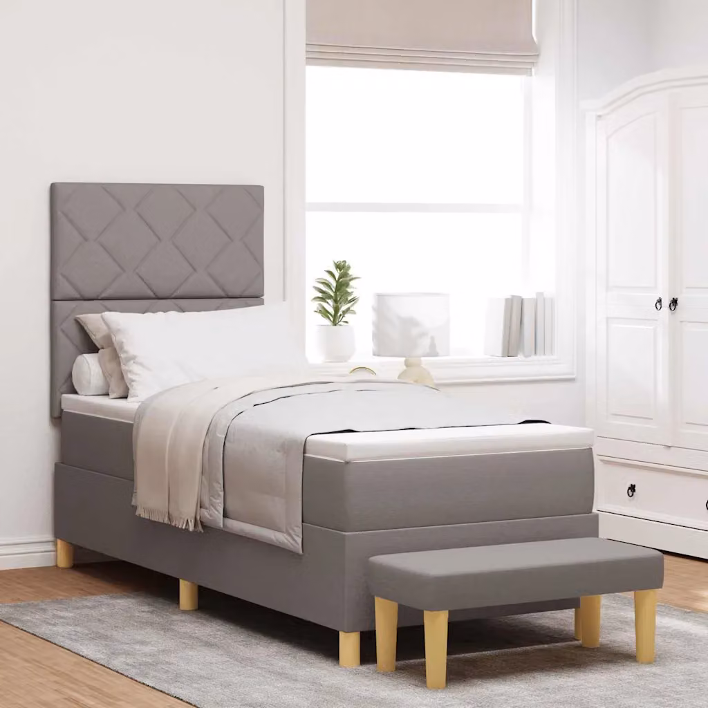 Letto a molle con materasso Talpa vidaXL in tessuto beige o grigio, L 200 x P 80 x H 128 cm – 1