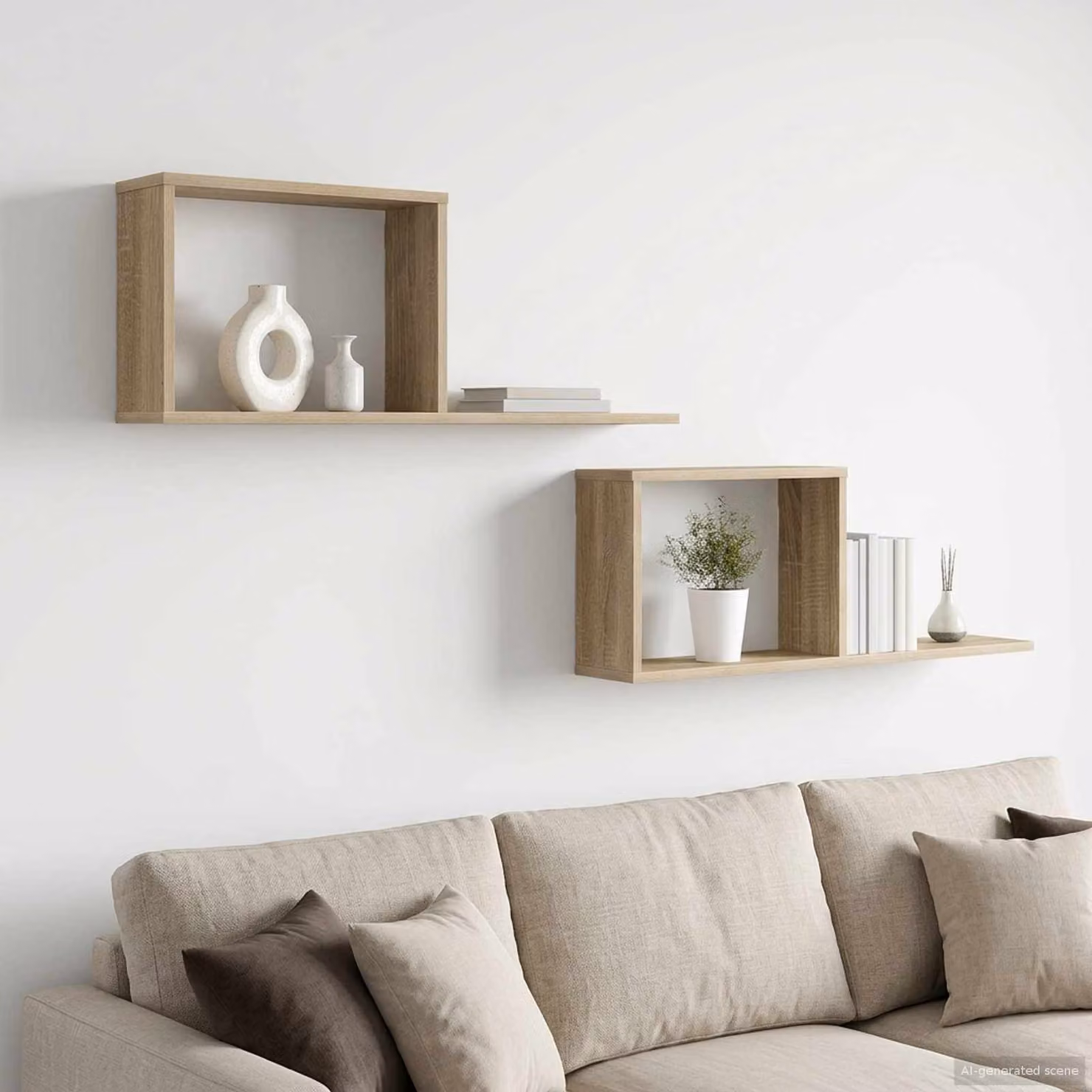 Set di 2 scaffali flottanti vidaXL in Rovere Sonoma, L 80 x P 15 x H 30 cm