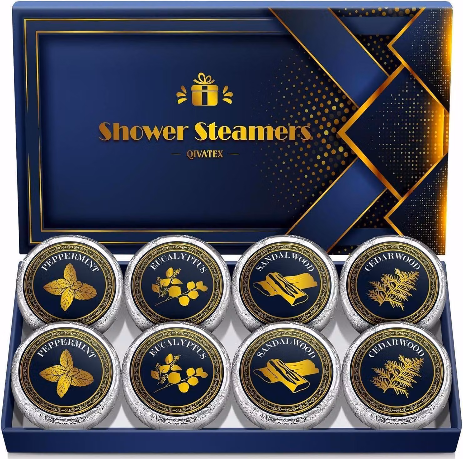 Qivatex Shower Bombs Set Regalo Uomo 8 pezzi Aromaterapia SPA Stress Relief Relax Calendario dell'Avvento