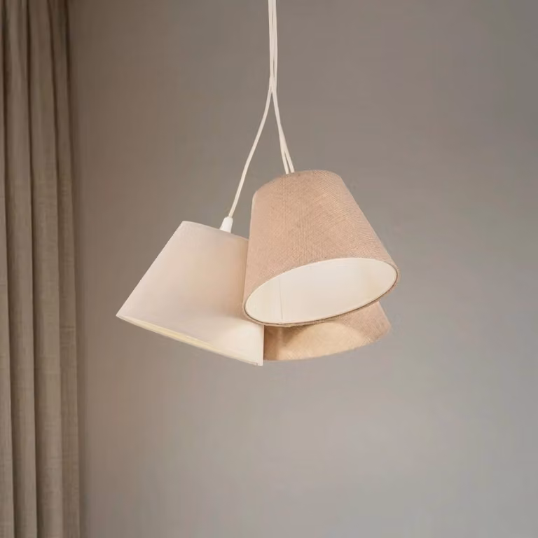 Lampada a sospensione Boho Maco Design, dimmerabile, Crema / Ambra, Soggiorno / Sala da pranzo, Tessuto / Stoffa / Seta, Lampada a sospensione