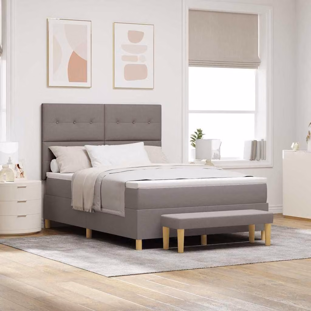 Maison Exclusive - Letto boxspring con testiera color taupe 140 x 200 cm in tessuto
