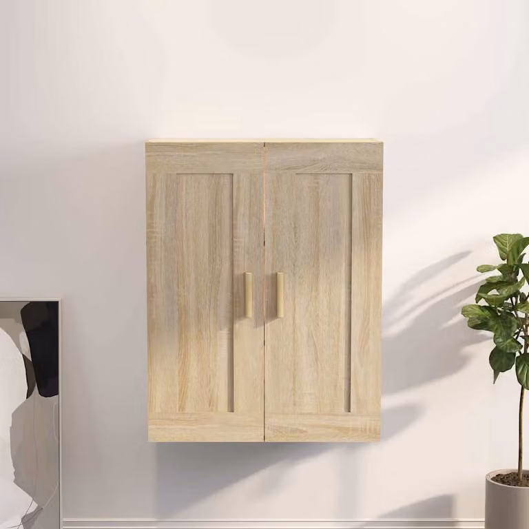 Pensile moderno vidaXL in legno Rovere Sonoma marrone con ripiani interni e ante a battente L/P/H: 69,5 x 32,5 x 90 cm