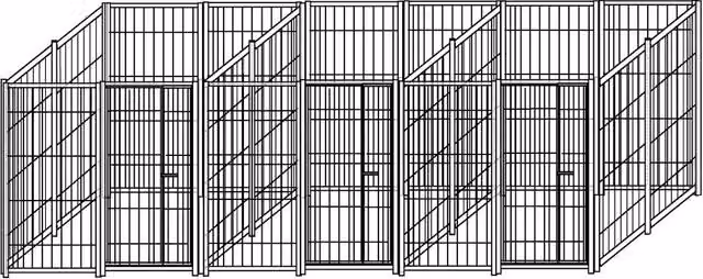 Set di 3 recinti uniti per cani SIDERBOX in metallo zincato nero L/P/H: 200 x 200 x 180 cm