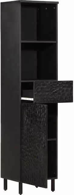 Armadio da bagno sospeso in legno di mango nero con ante a battente L: 38 cm, P: 33 cm, H: 160 cm