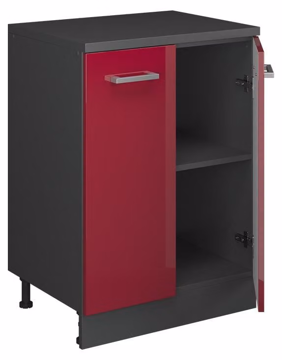 Mobile cucina sottotetto Vicco R-Line Rosso lucido 60 cm senza inclinazione con 2 ante, Model 61746