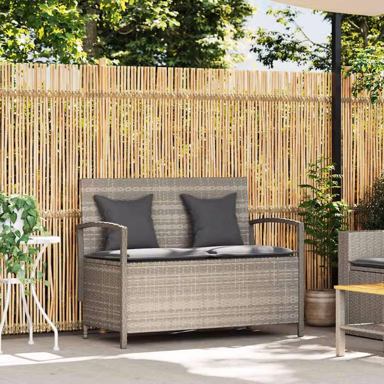 vidaXL Panca Portaoggetti da Giardino con Cuscino in Polyrattan