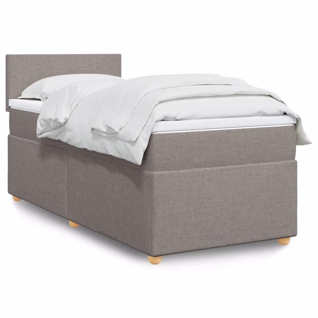 vidaXL Letto Ibrido con Giroletto a Molle e Materasso in Tessuto, Colori Beige, Bianco e Grigio, L/P/H: 80 x 200 cm