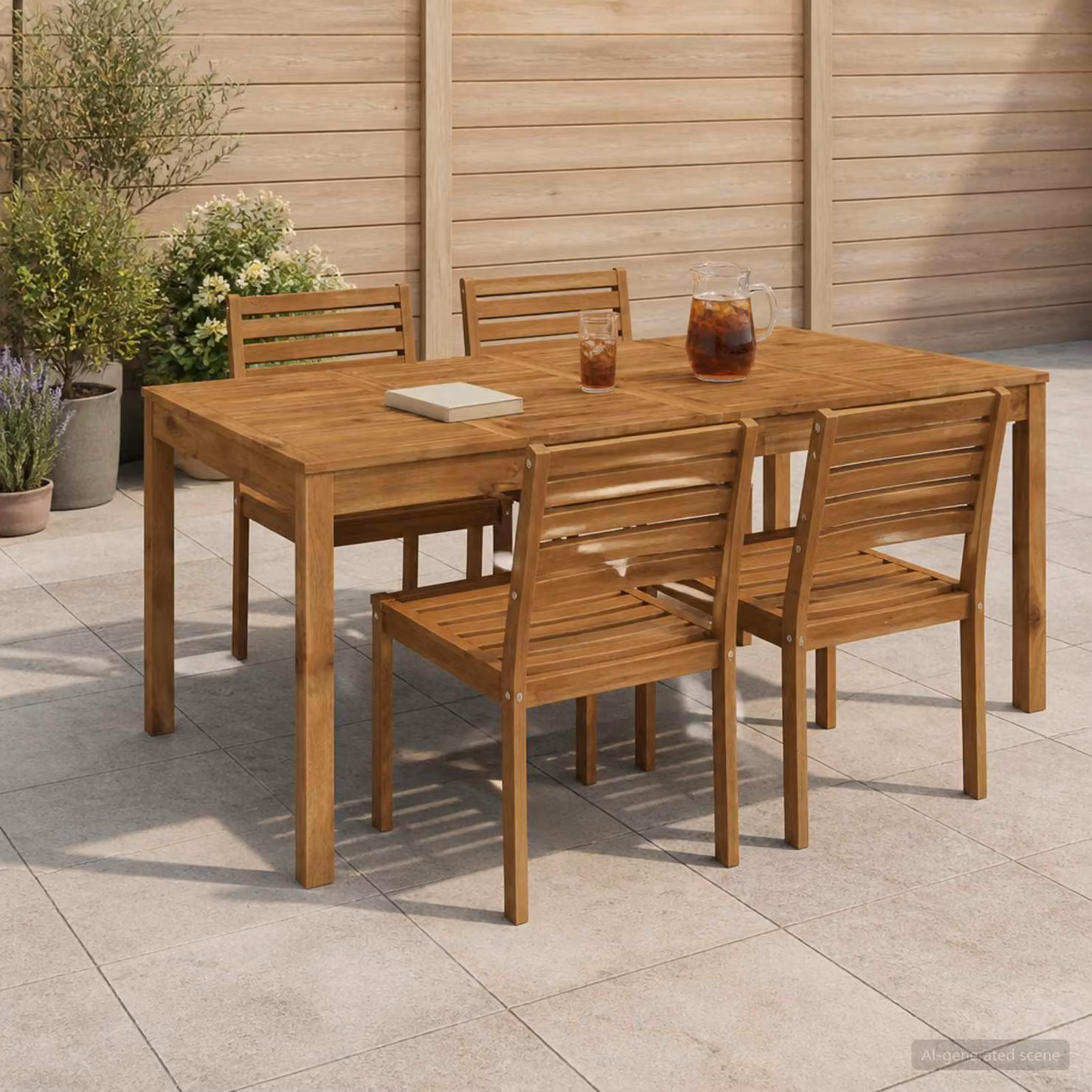 vidaXL Tavolo da giardino rettangolare in legno di acacia marrone L: 180 cm, P: 88,5 cm, H: 75 cm