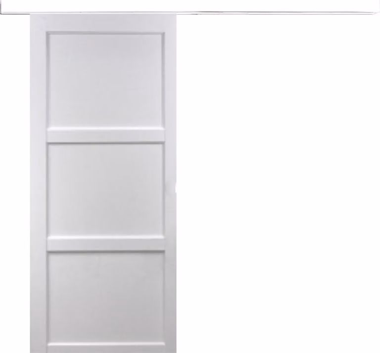 Porta scorrevole Korya bianca a 3 ante H204 x L93 cm, binario in alluminio bianco Gd Menuserie