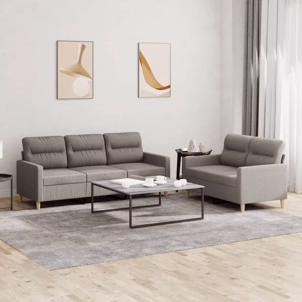 Maison Exclusive - Set divano a 2 posti con cuscini in tessuto color taupe