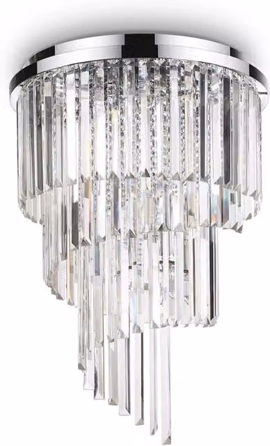 Plafoniera Contemporanea Carlton Metallo-Cristallo Cromo 12 Luci E14