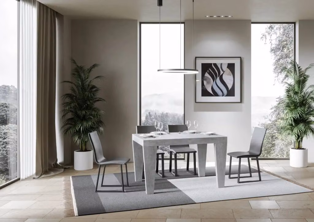 Tavolo allungabile moderno Pimbo Bs Com colore grigio effetto cemento L/P/H: 90 x 130/390 x 77 cm – 2