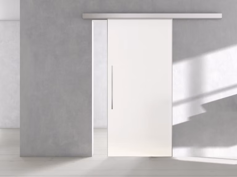 Maniglia per porta scorrevole in vetro (ESG) incl. telaio ESG PURE WHITE opaco FROSTED 935x2058x8mm incl. AIR effetto acciaio inox opaco