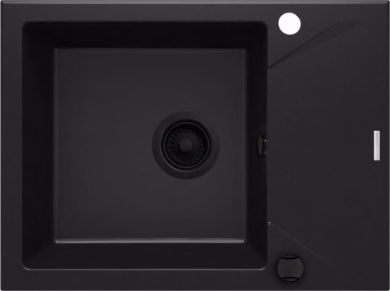 Deante | Lavello in granito a 1 scomparto con sgocciolatoio - Nero - Granito di alta qualità - Elegante e resistente