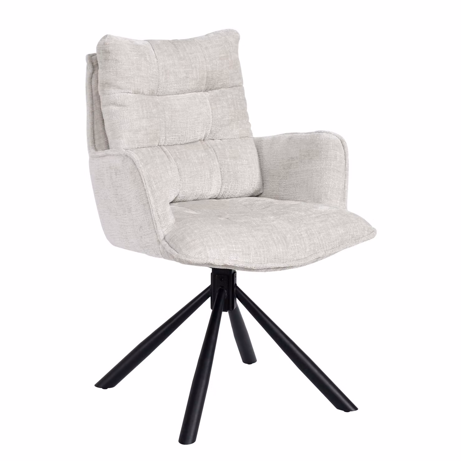 Sedia da pranzo Duhome girevole a 360° Poltrona lounge Sedia in ciniglia Poltrona ergonomica con funzione di ritorno per ufficio, cucina, soggiorno, camera da letto, color crema