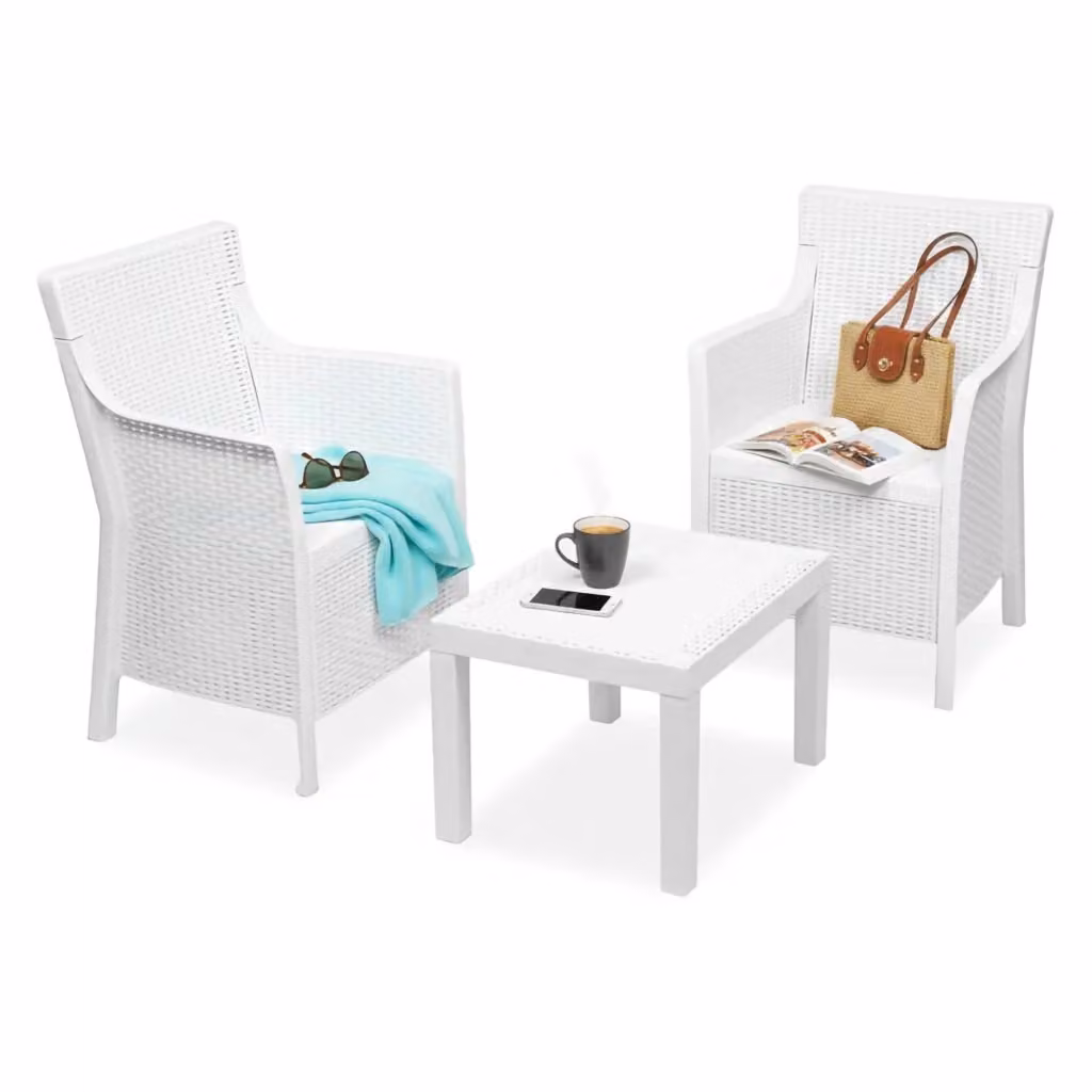 Set Salotto da Esterno Ben DMORA Bianco con Poltrone e Tavolino da Giardino – 2