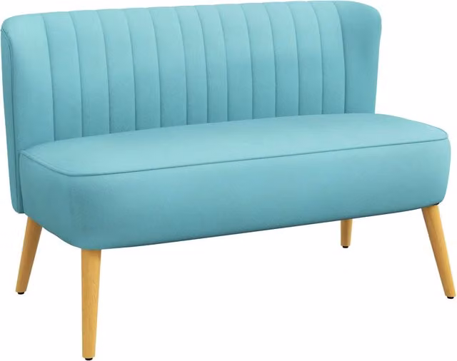 Divano 2 posti stile retr¨° ¨C Xylo ¨C gambe in legno, 117x56.5x77 cm, verde