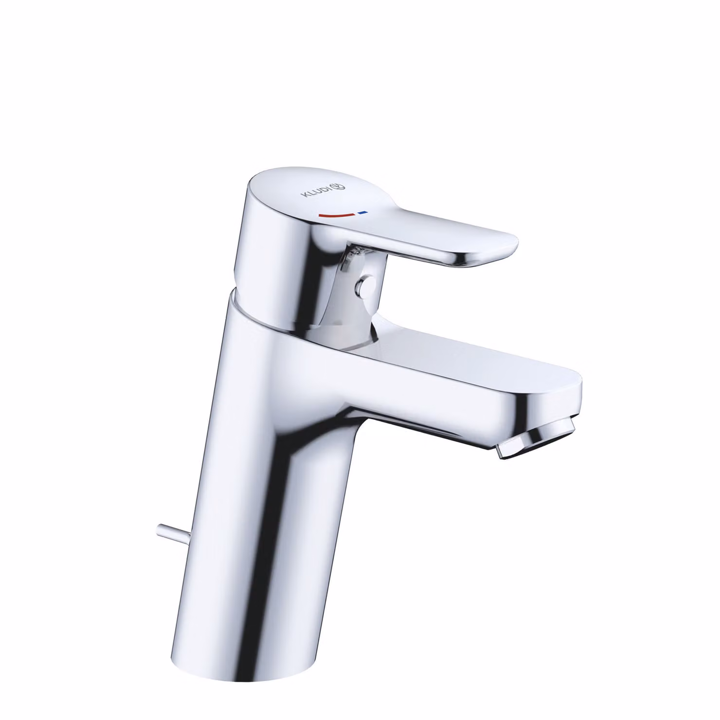 KLUDI PURE&EASY Mitigeur monocommandé pour lavabo, hauteur de bec 100mm, garniture d'écoulement en métal, EcoPlus, chrome, 372930565WR4, 372930565WR4