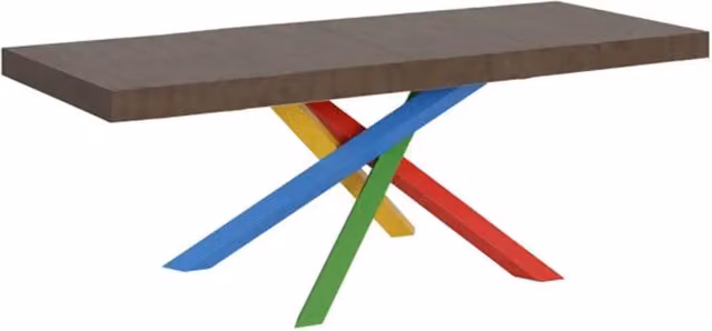 Tavolo allungabile Itamoby Volantis Premium colore noce con gambe multicolore L: 200-460 cm, P: 90 cm