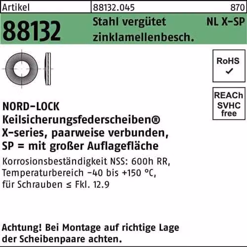 Rondelle Nord-Lock NLX20sp(20,7x39,0x 6,01)flZn 881320450200000 (50 pezzi)