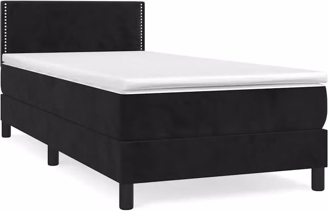Letto singolo | Letto per adulti | Giroletto a Molle con Materasso Nero 100x200 cm in Velluto