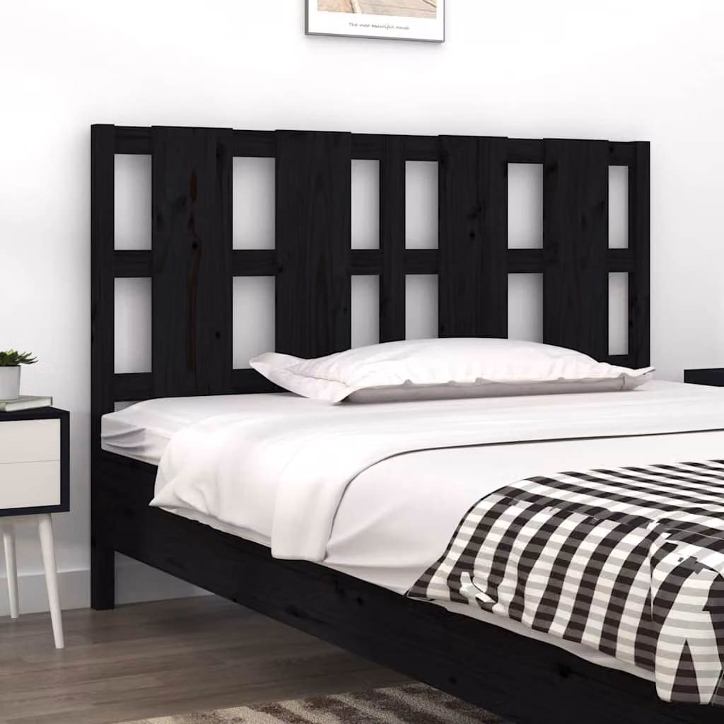 Testiera per Letto vidaXL in Legno Massello di Pino Nero L: 145,5 cm, P: 4 cm, H: 100 cm