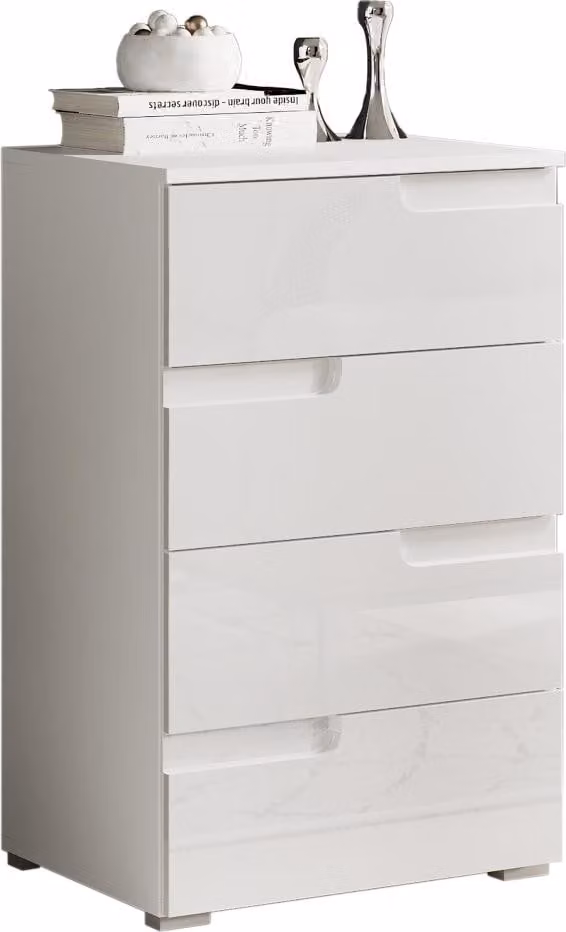 Cassettiera SPICE 2 in bianco lucido, 4 cassetti, larghezza 50 cm