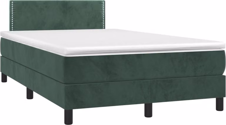 Maison Exclusive - Letto a Molle con Materasso e LED Verde Scuro 120x190cm Velluto