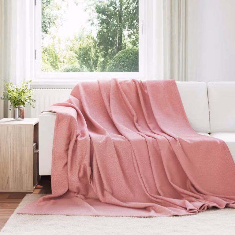 Set di 6 coperte in pile vidaXL rosa, ideale per primavera e autunno, L: 270 cm x P: 240 cm