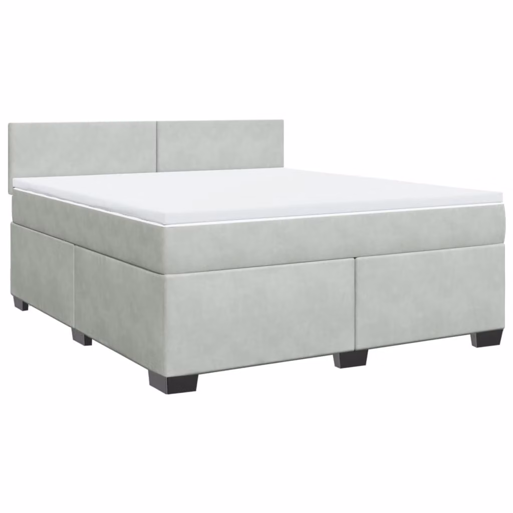 Giroletto a Molle con Materasso Grigio Chiaro 180x200cm Velluto