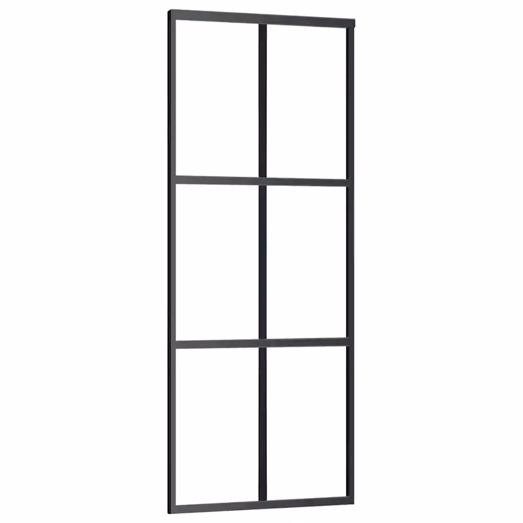 Porta Scorrevole Moderna vidaXL in Vetro Trasparente e Alluminio Nero L: 76 cm, H: 205 cm – 2