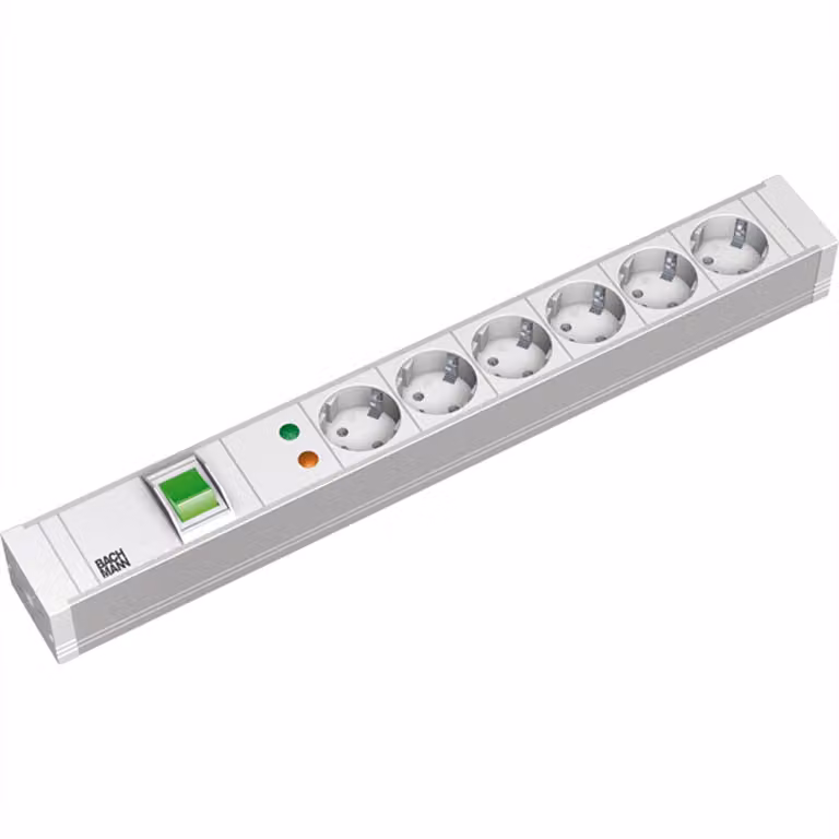 Bachmann - Cavo di prolunga (montabile su rack) - AC 230 V - 6 connettori di uscita - 1U - 48,3 cm (19") - 2,0 m - Germania (333.605)