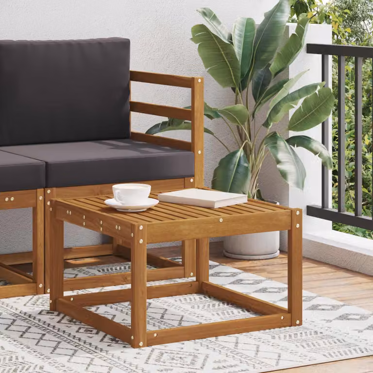 vidaXL Tavolo da Esterno Quadrato in Legno di Acacia Naturale Marrone L: 110 cm, P: 59 cm, H: 37 cm